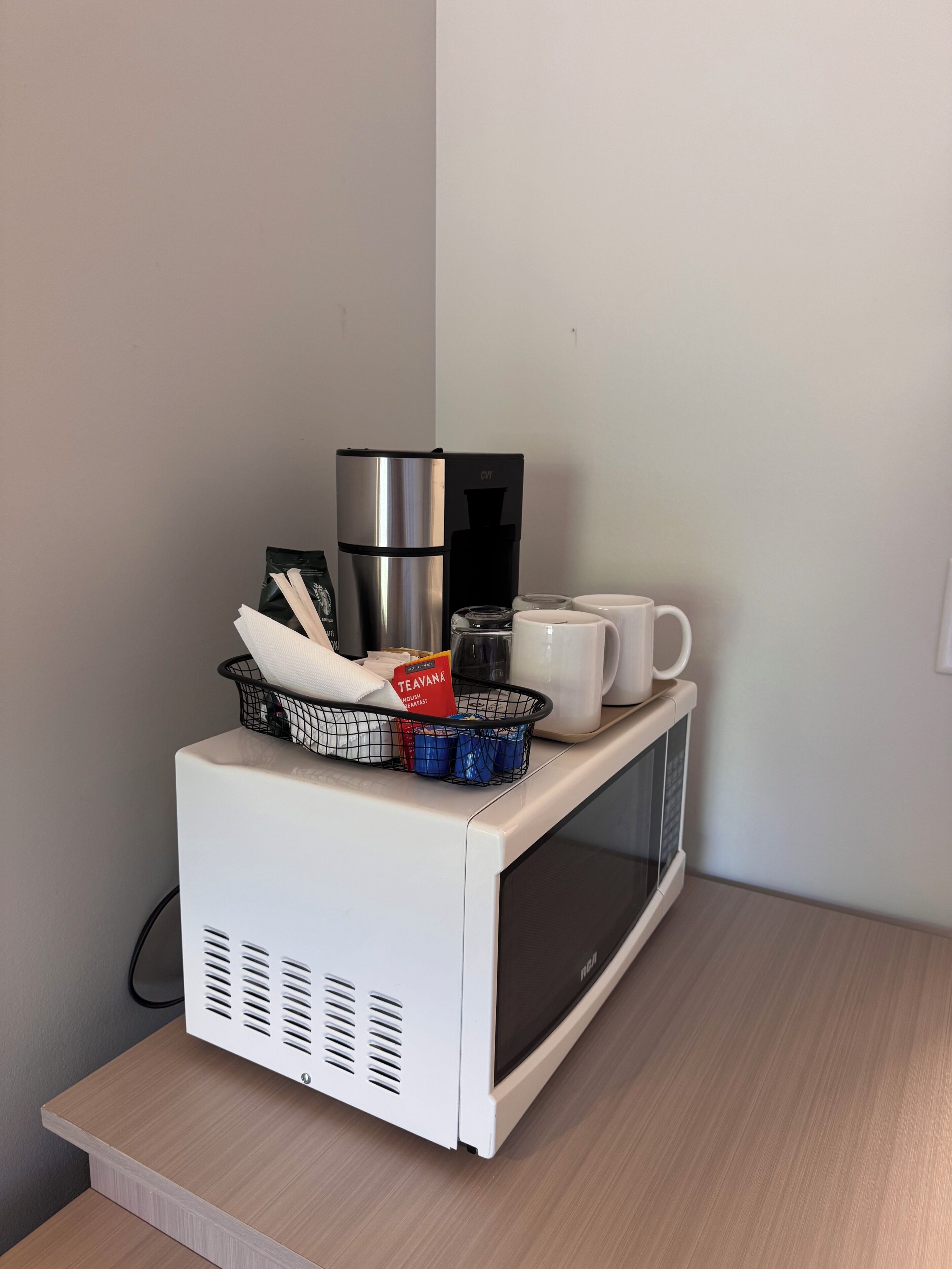 Desk, laptop workspace, blackout curtains, iron/ironing board