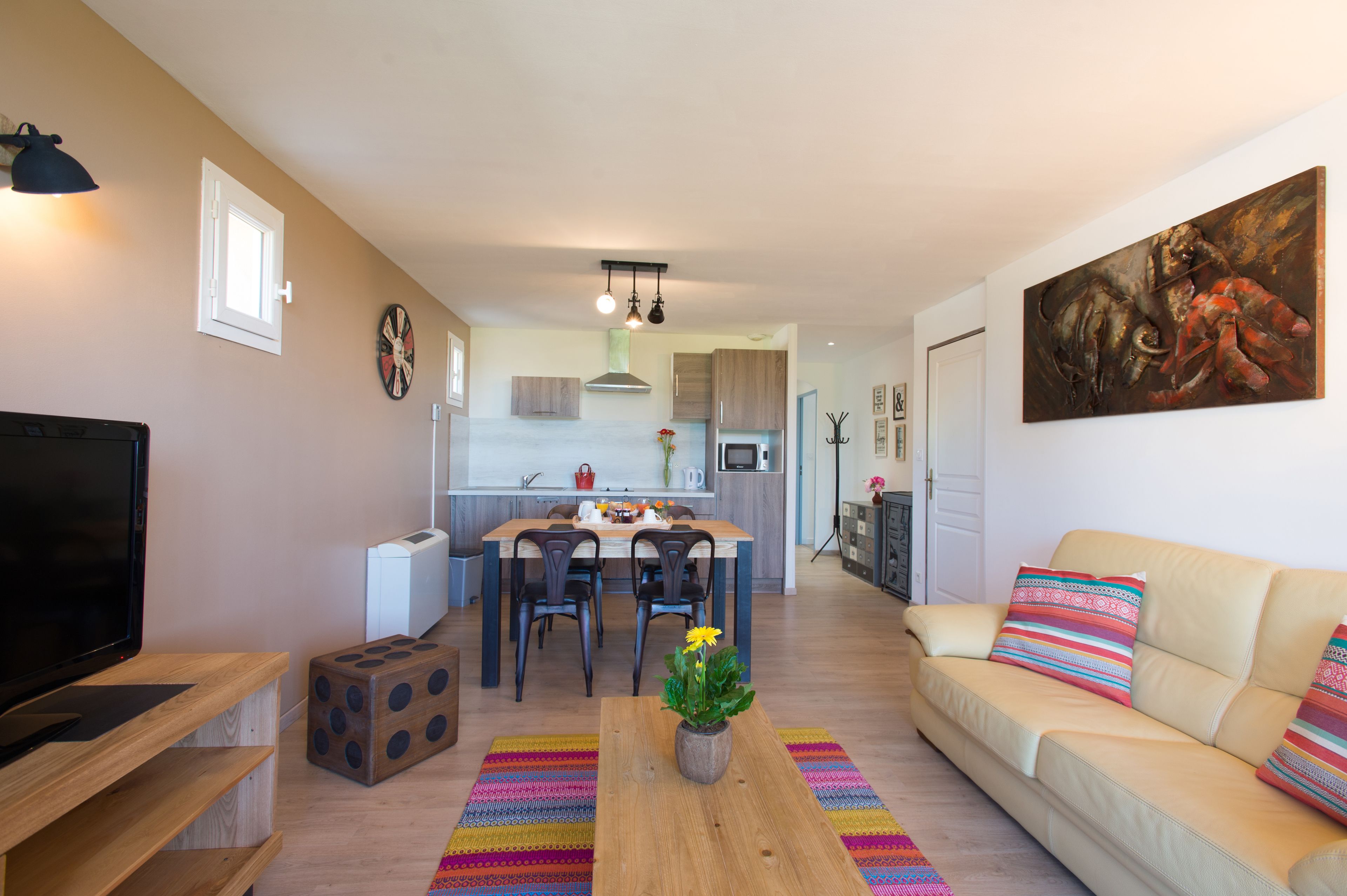 two-bedroom family suite with terrace - non-smoking | living area | lcd tv