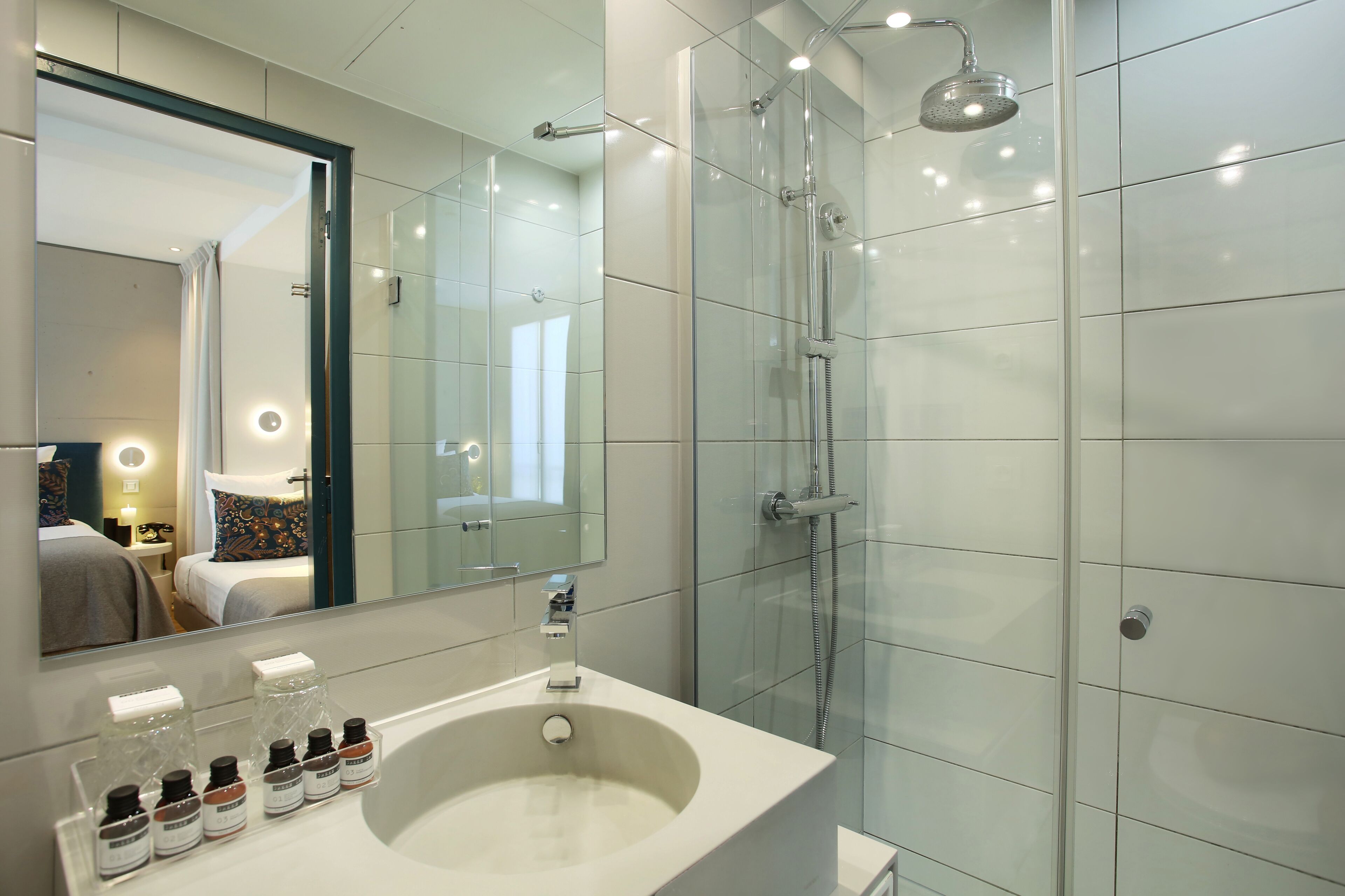 eco-friendly toiletries, hair dryer, towels, soap