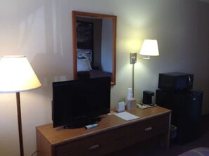 Desk, blackout drapes, iron/ironing board, free WiFi