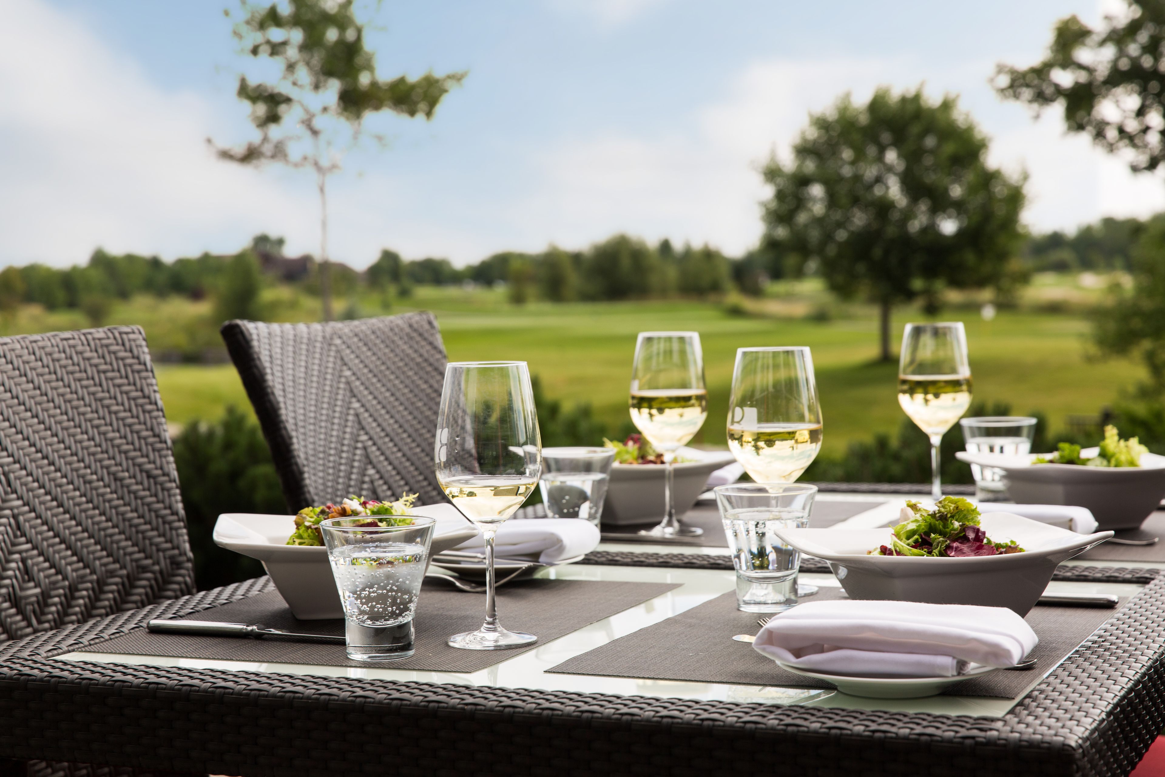 breakfast, lunch, dinner served; golf course views