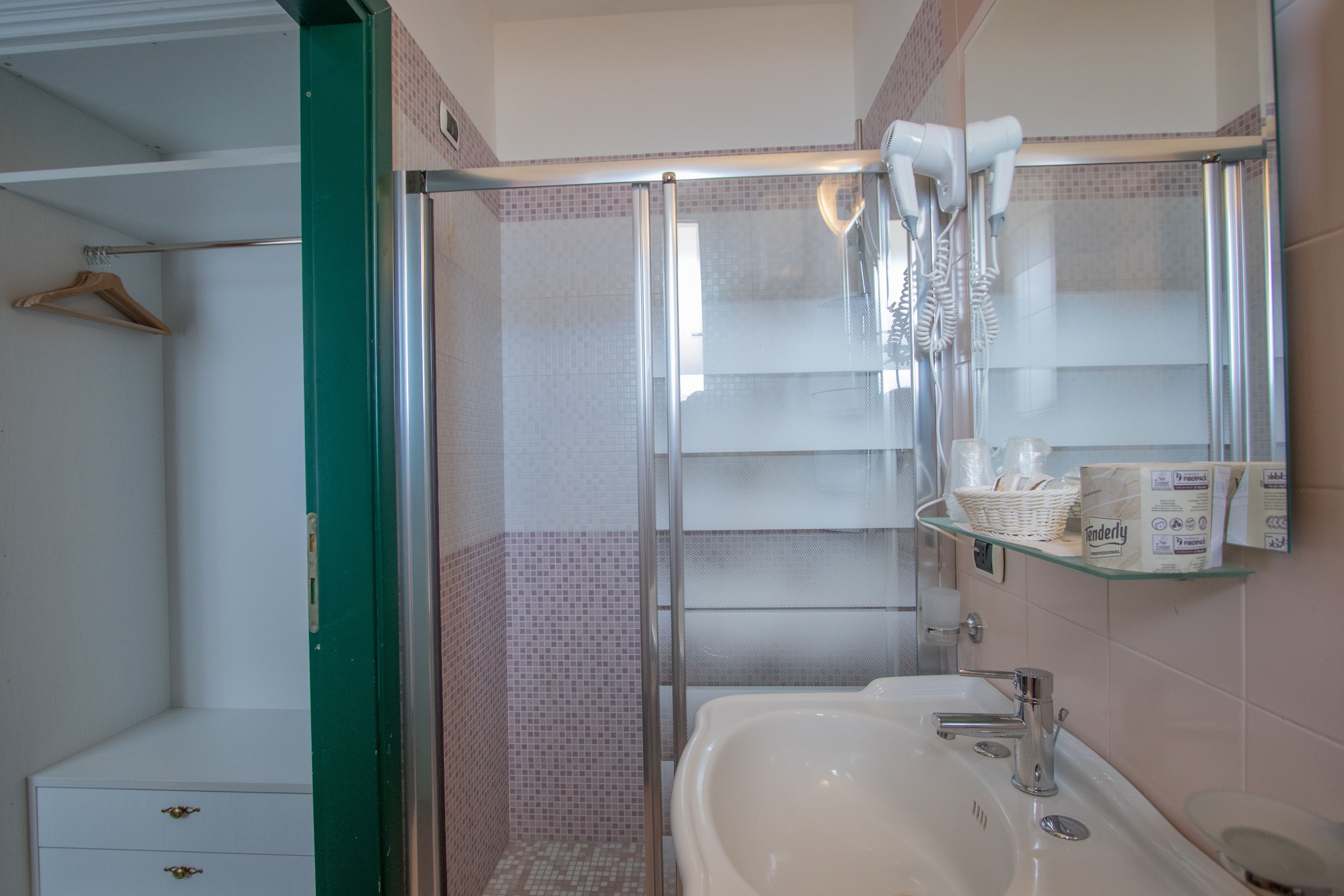 shower, free toiletries, hair dryer, bathrobes