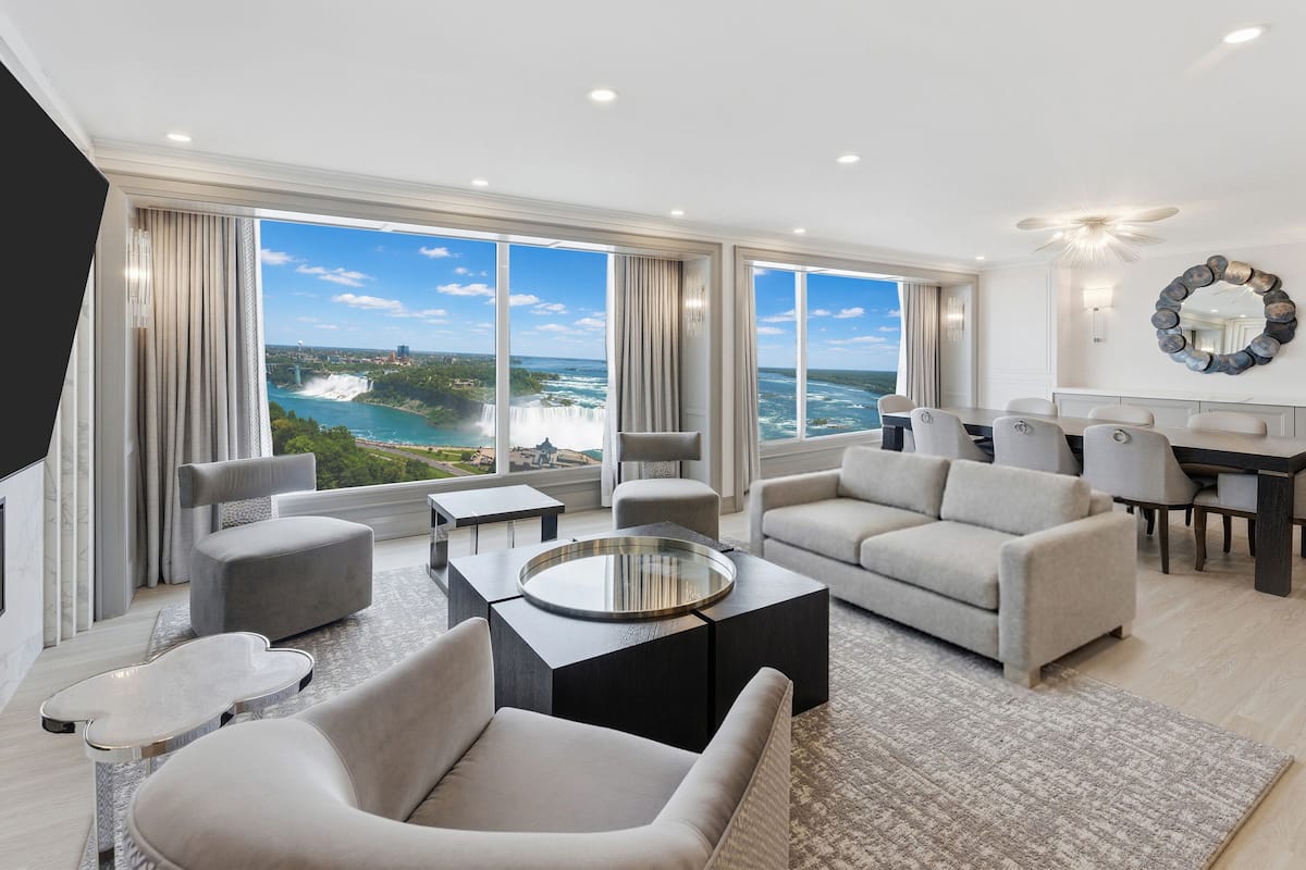 Premium Suite, Multiple Beds (37th Floor Penthouse Fallsview) | Living area | Flat-screen TV, pay movies