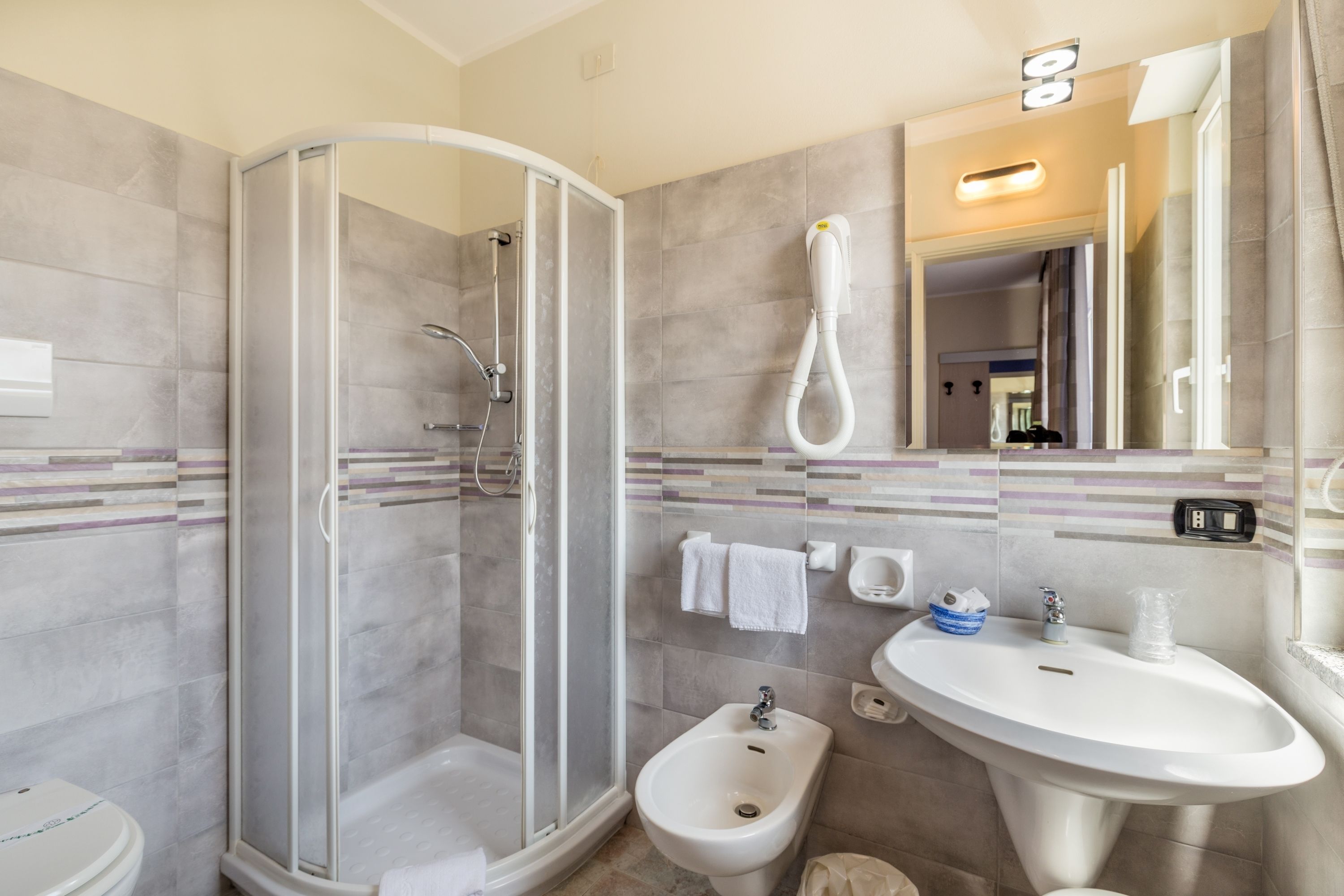 shower, free toiletries, hair dryer, bidet