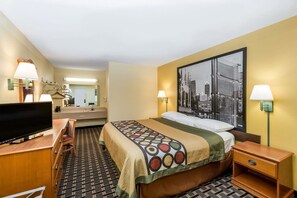 Desk, laptop workspace, blackout drapes, iron/ironing board - Super 8 by Wyndham Indianapolis/Southport Rd (Indianapolis)