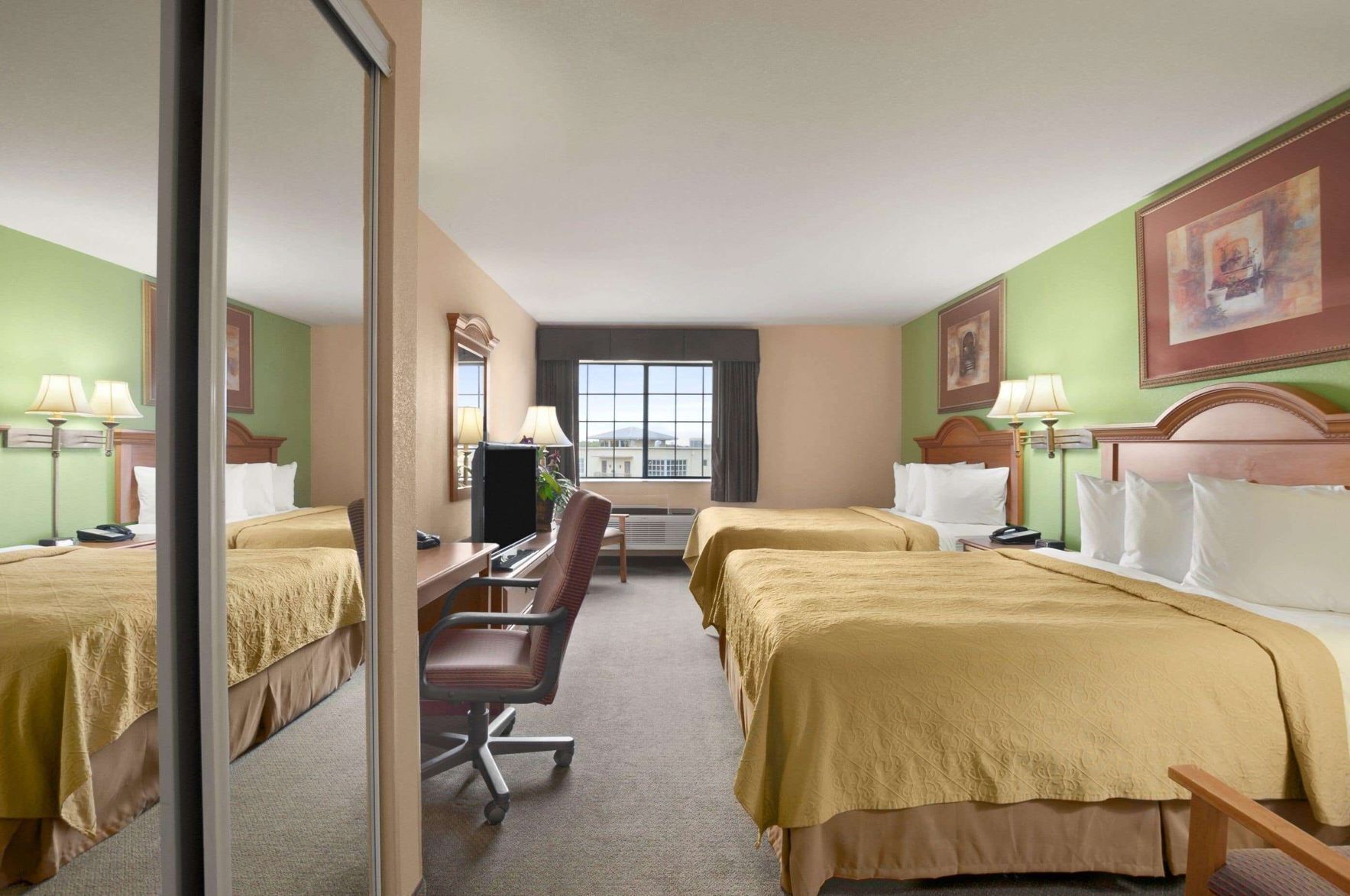 Premium bedding, down comforters, memory foam beds, in-room safe