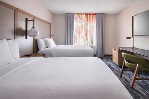 Premium bedding, desk, blackout drapes, iron/ironing board