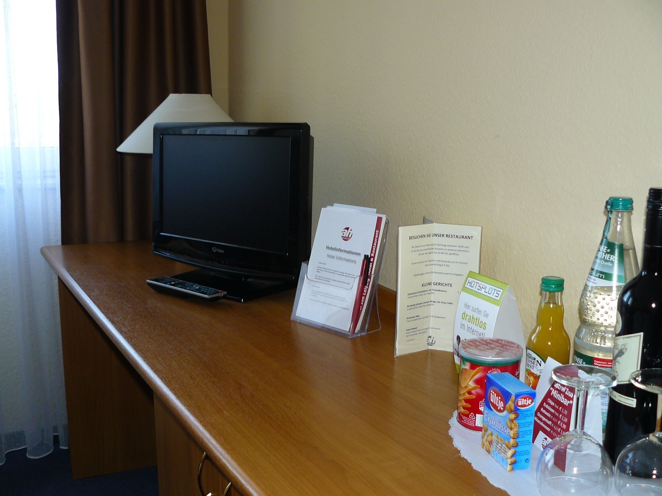 desk, blackout curtains, iron/ironing board, free wifi