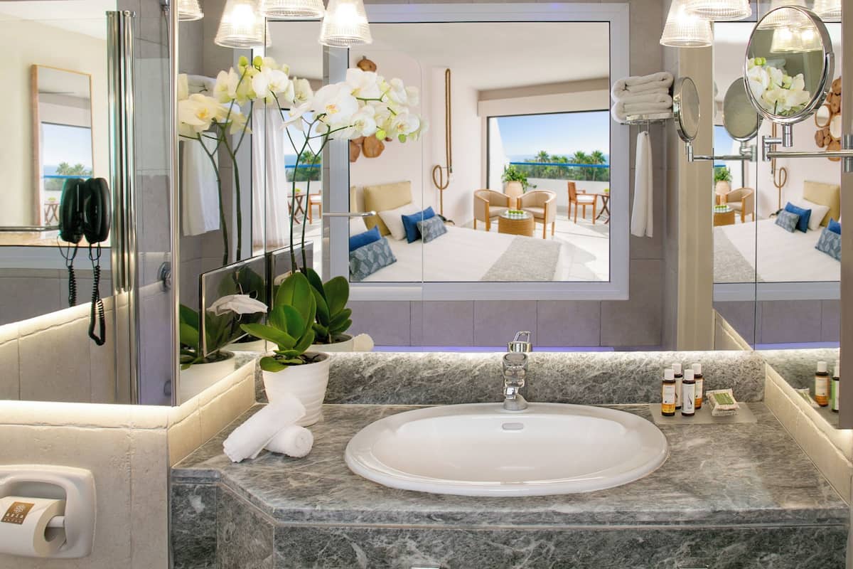 free toiletries, hair dryer, bathrobes, slippers