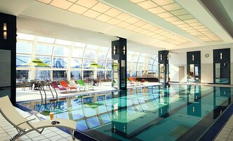 Indoor pool, open 7:00 AM to 8:00 PM, sun loungers