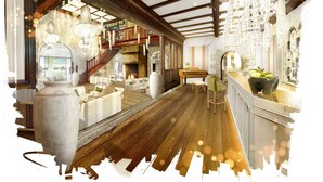 A spacious room with a grand staircase, a piano, and a large chandelier. - Brindos, Lac & Château (Anglet)