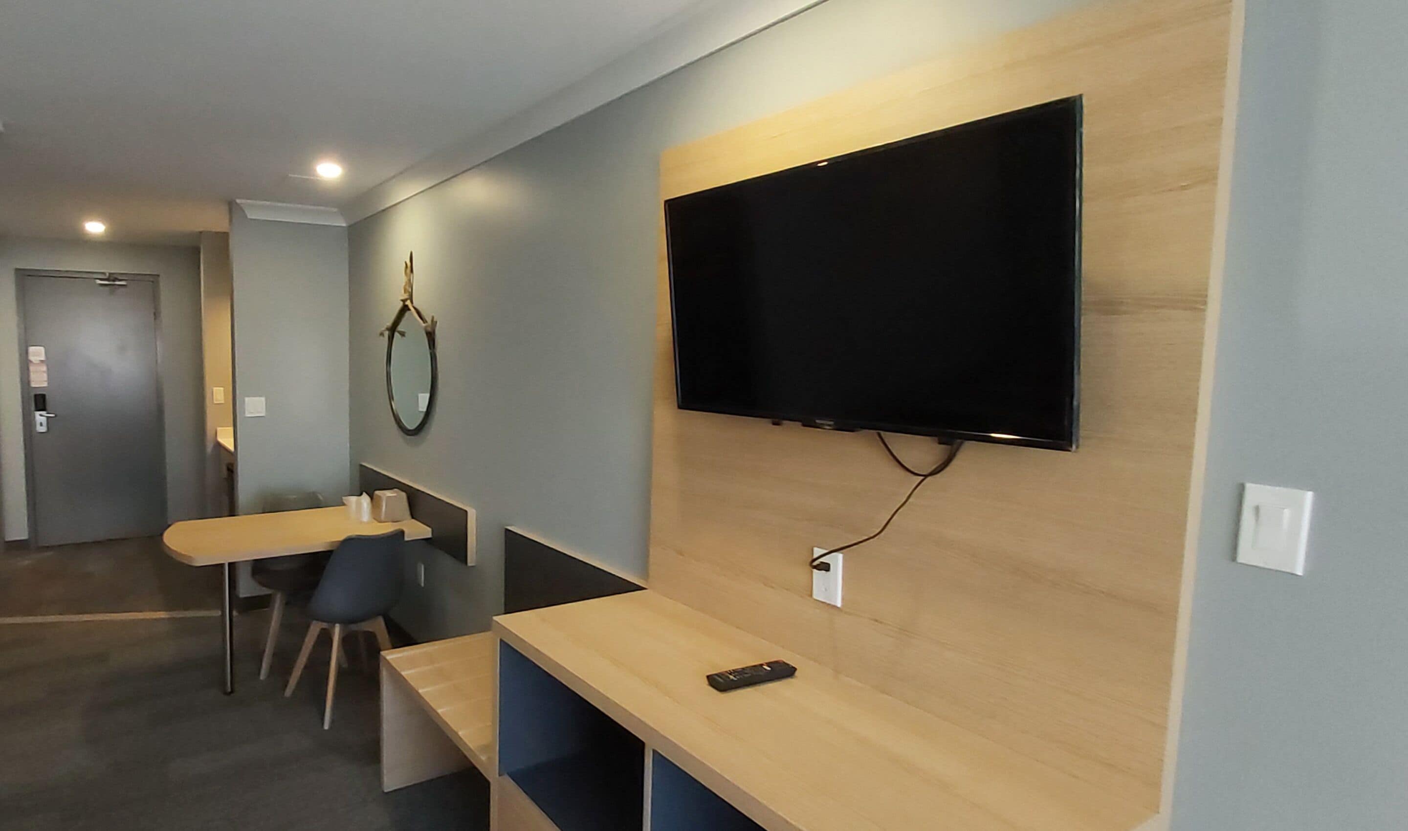 desk, blackout curtains, iron/ironing board, free cots/infant beds