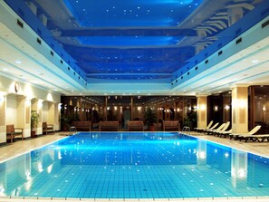 3 indoor pools, seasonal outdoor pool, pool umbrellas, pool loungers