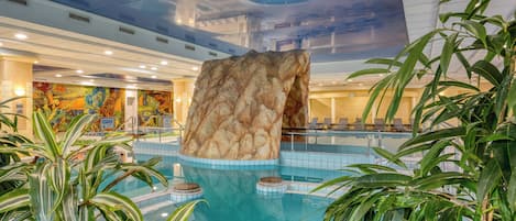 3 indoor pools, seasonal outdoor pool, pool umbrellas, pool loungers