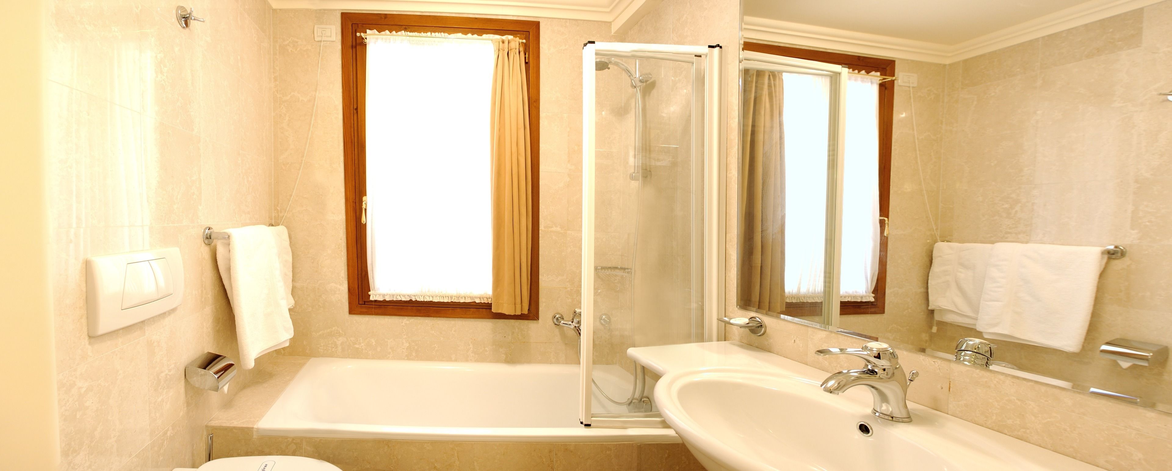 free toiletries, hair dryer, bidet, towels