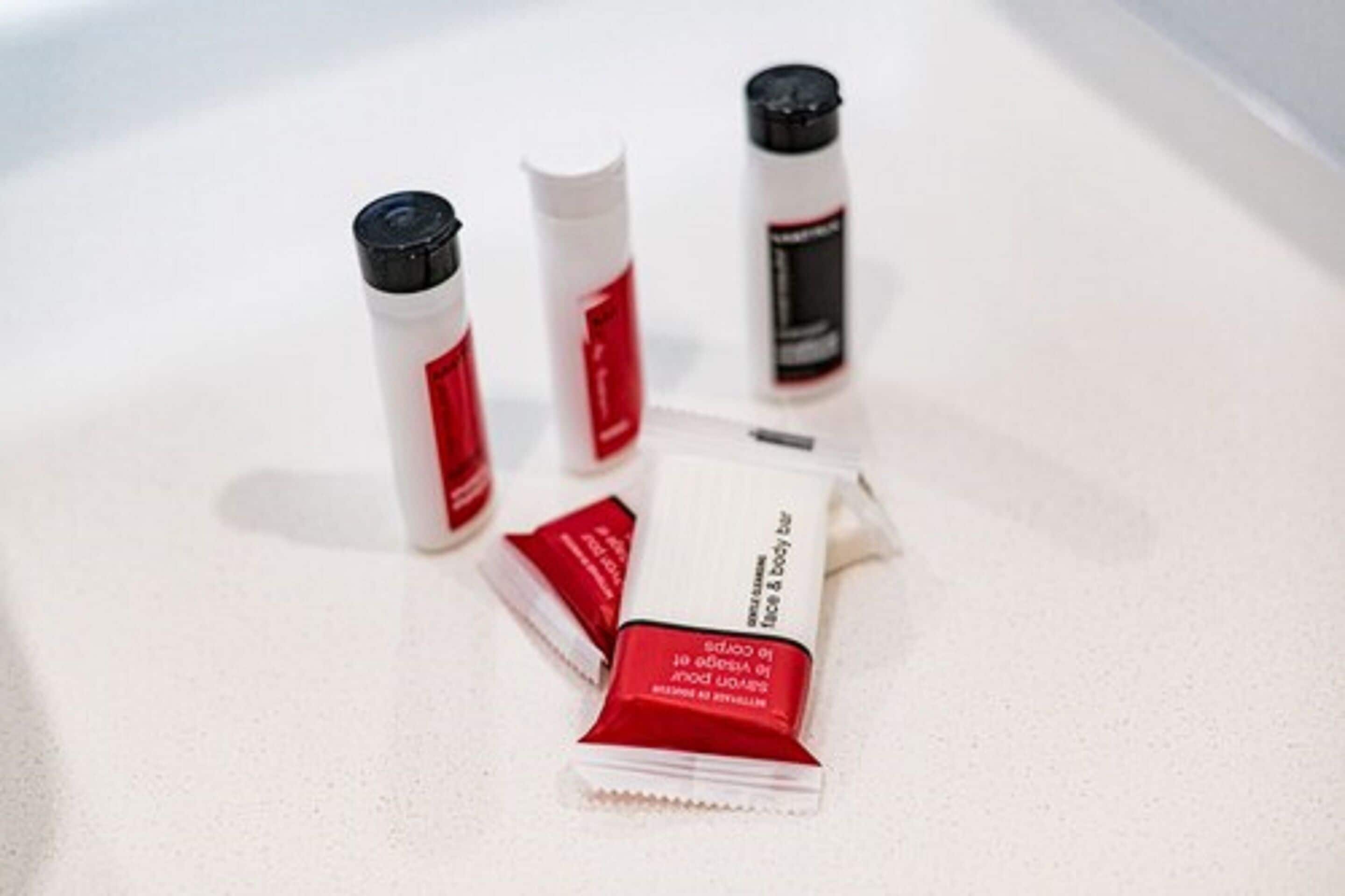 A set of skincare products on a white surface.