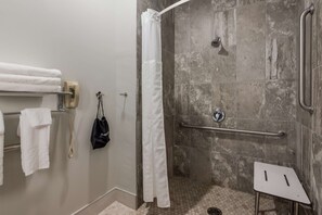 Standard Room, 1 King Bed, Accessible, Non Smoking | Bathroom | Free toiletries, hair dryer, towels, soap - SureStay Plus Hotel by Best Western Highland Poughkeepsie (Highland)