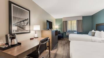 Standard Room, 2 Queen Beds, Non Smoking, Refrigerator | Desk, laptop workspace, blackout drapes, soundproofing