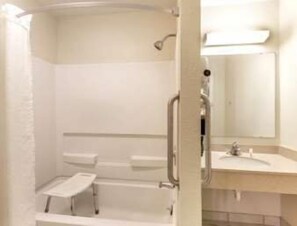 Room, 1 King Bed, Accessible | Bathroom | Combined shower/bathtub, free toiletries, hair dryer