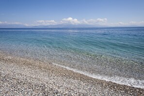 Beach umbrellas, beach yoga