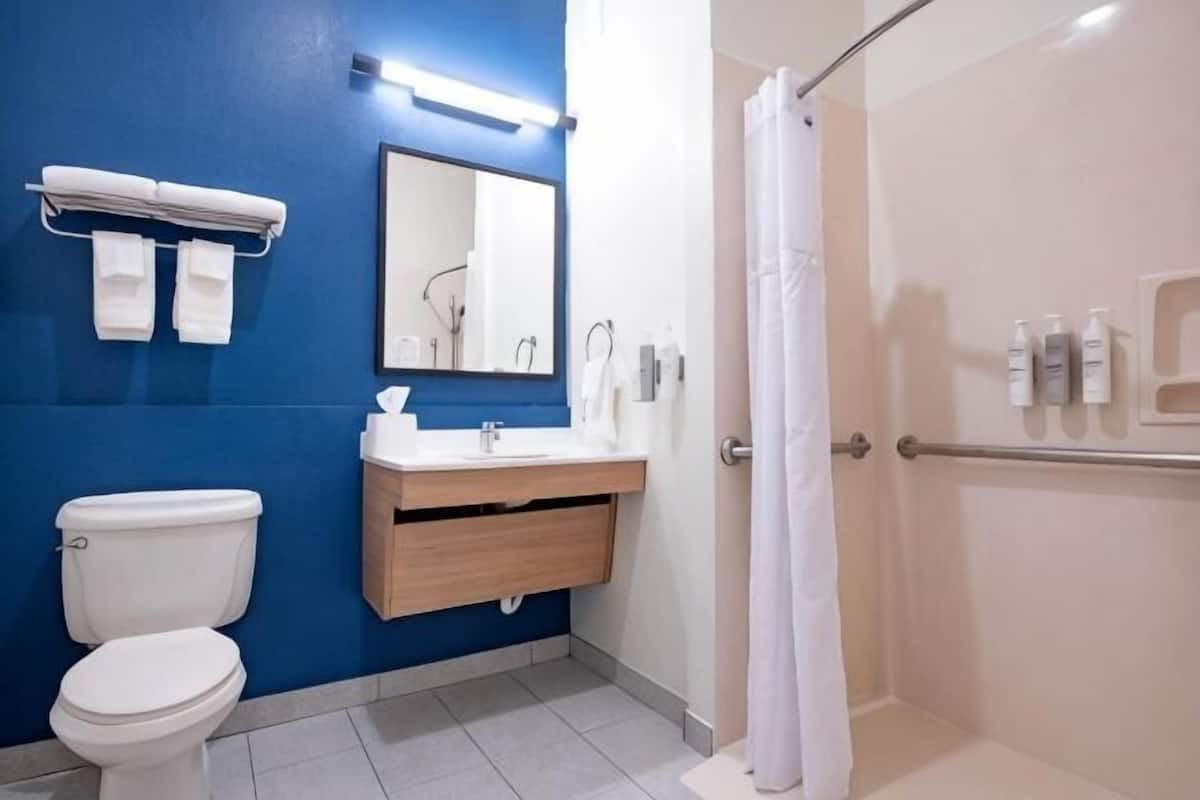 Bañera con ducha, artículos de tocador gratuitos, secador de pelo