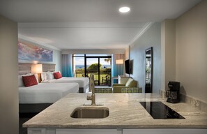 Oceanfront Efficiency | 2 bedrooms, in-room safe, blackout drapes, iron/ironing board