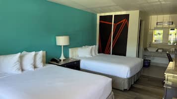 Room, 2 Queen Beds, Non Smoking | Desk, laptop workspace, blackout drapes, iron/ironing board