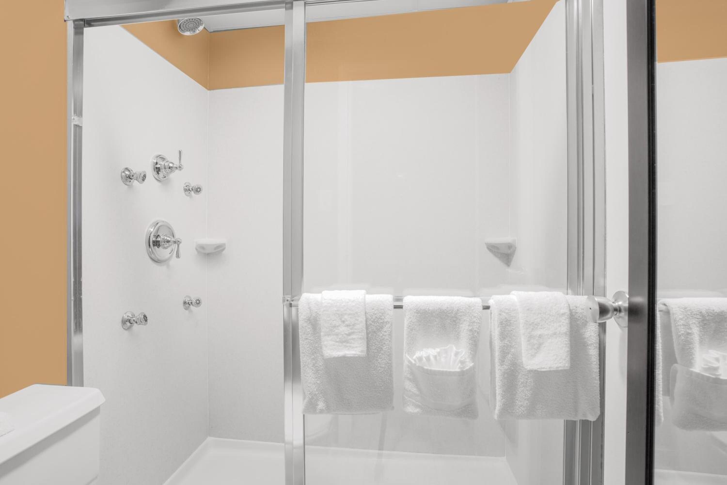 Quellwasserbad, Hydromassagedusche, Haartrockner, Handtücher