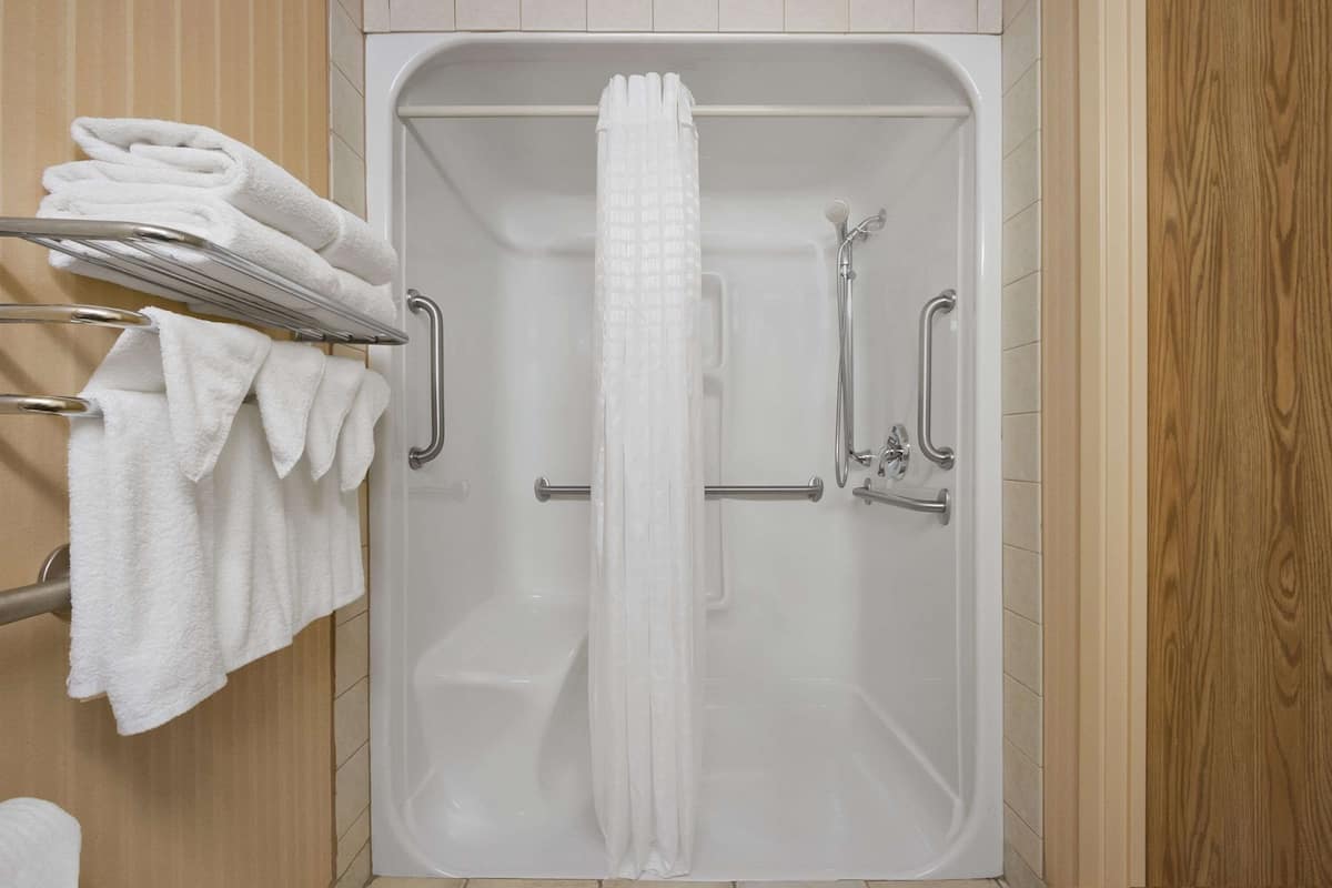 standard room, 1 queen bed, accessible | bathroom | combined shower/bathtub, free toiletries, hair dryer, towels