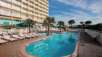 Indoor pool, seasonal outdoor pool, pool umbrellas, sun loungers