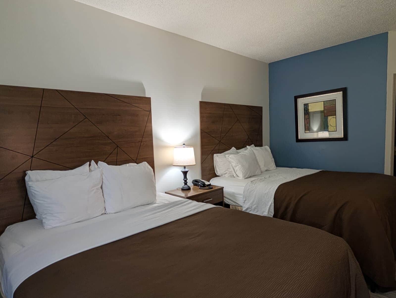 Standard Room, 2 Queen Beds, Non Smoking | Premium bedding, desk, laptop workspace, blackout drapes