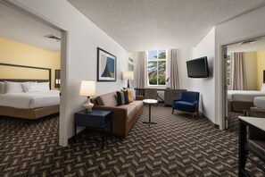 2 bedrooms, premium bedding, in-room safe, desk