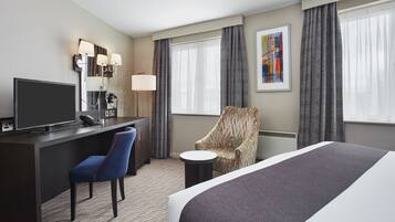 In-room safe, desk, laptop workspace, iron/ironing board