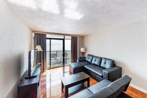 Condo, 2 Bedrooms (Oceanfront) | Living area | Flat-screen TV, DVD player