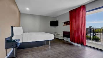Desk, blackout curtains, iron/ironing board, free WiFi