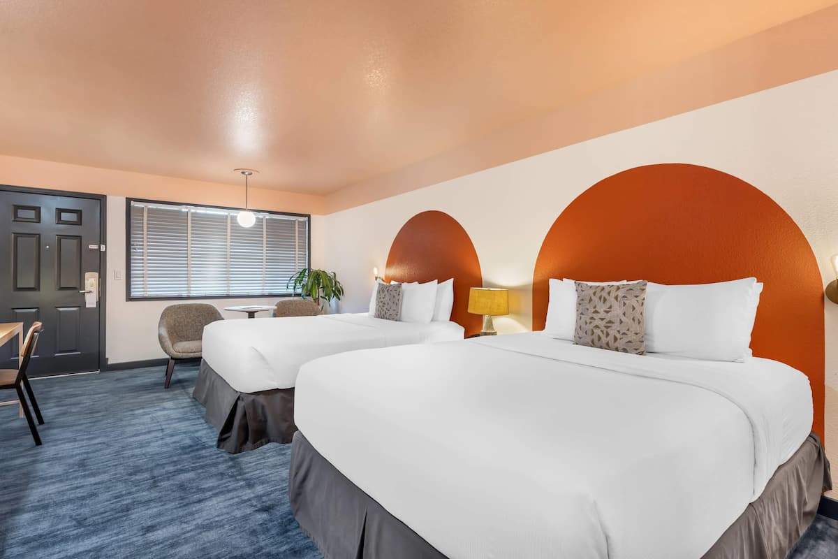 Room, 2 Queen Beds, Non Smoking | In-room safe, desk, laptop workspace, iron/ironing board