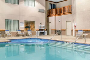 Indoor pool, open 7:00 AM to 10:00 PM, sun loungers