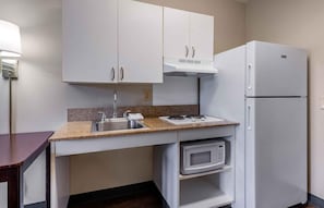 Studio, 1 Queen Bed, Accessible, Non Smoking | Private kitchen | Full-size fridge, microwave, stovetop, coffee/tea maker