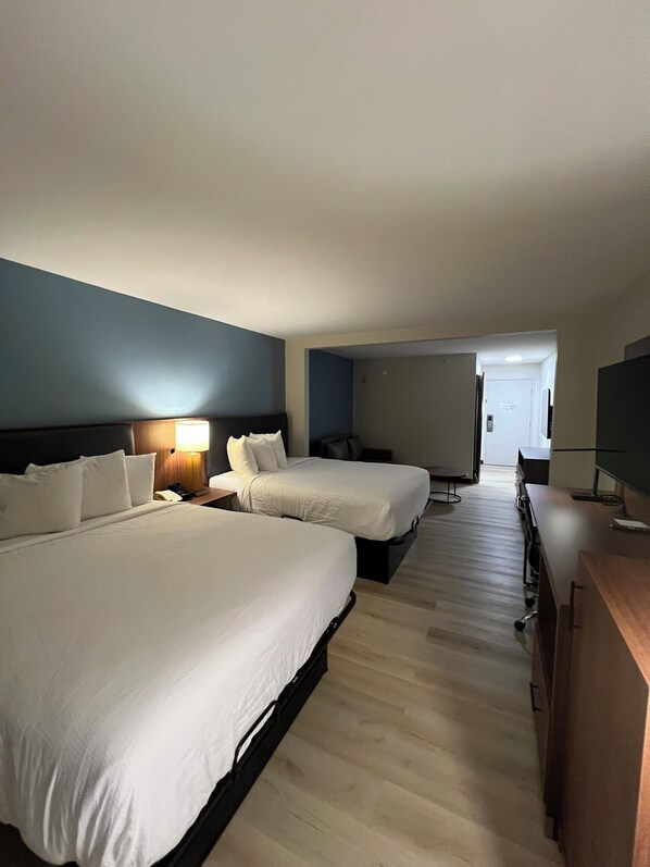 Studio Suite, 2 Queen Beds, Non Smoking | Desk, iron/ironing board, free WiFi, bed sheets