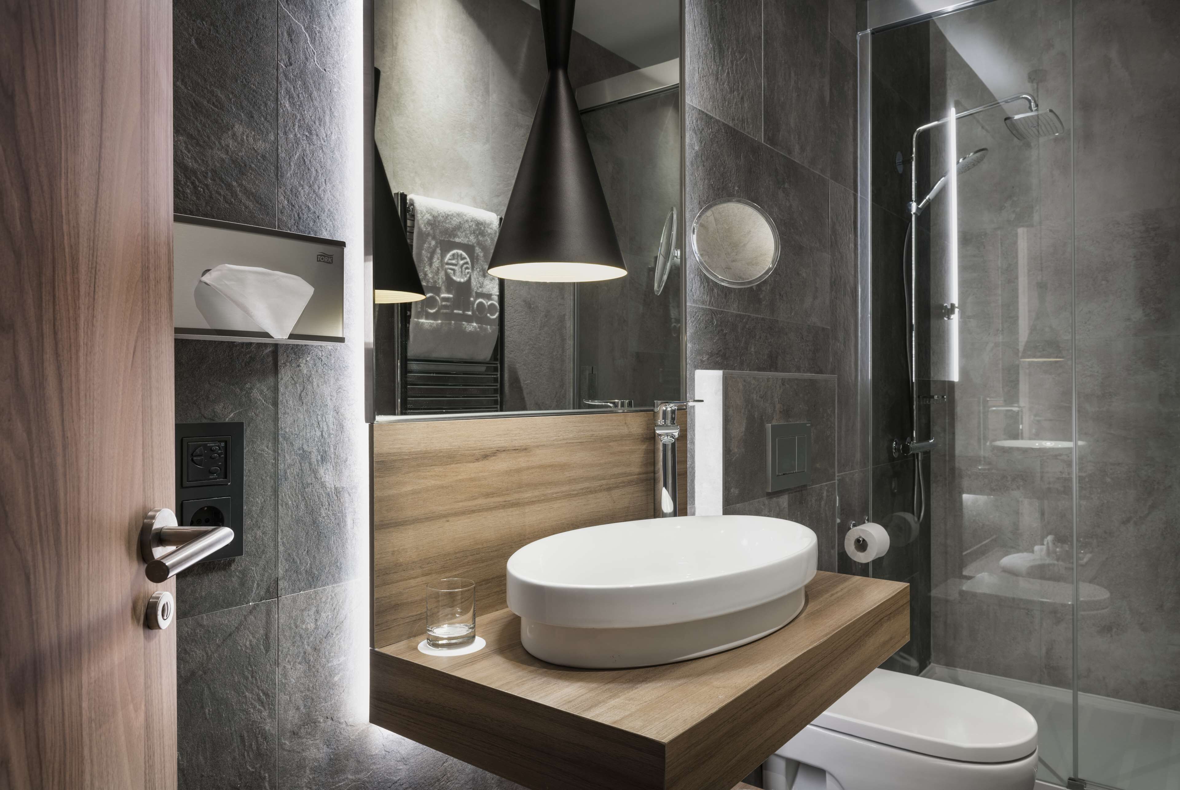 shower, eco-friendly toiletries, hair dryer, bathrobes