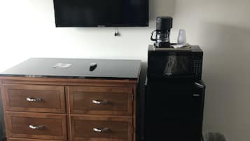1 bedroom, desk, blackout curtains, iron/ironing board