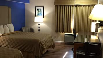 1 bedroom, desk, blackout drapes, iron/ironing board