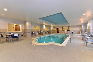 Indoor pool, open 10:00 AM to 10:00 PM, sun loungers