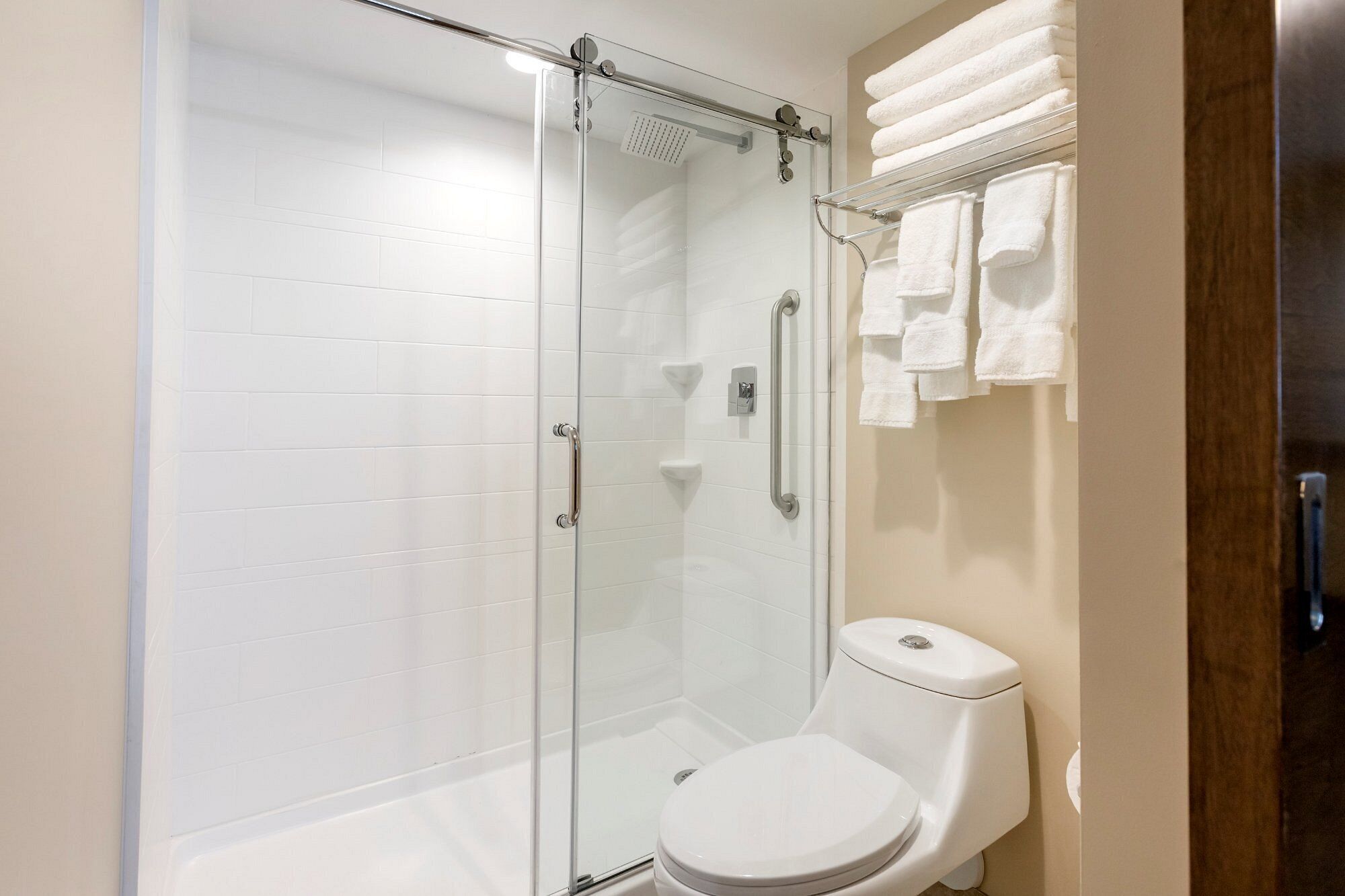 combined shower/bathtub, hair dryer, towels