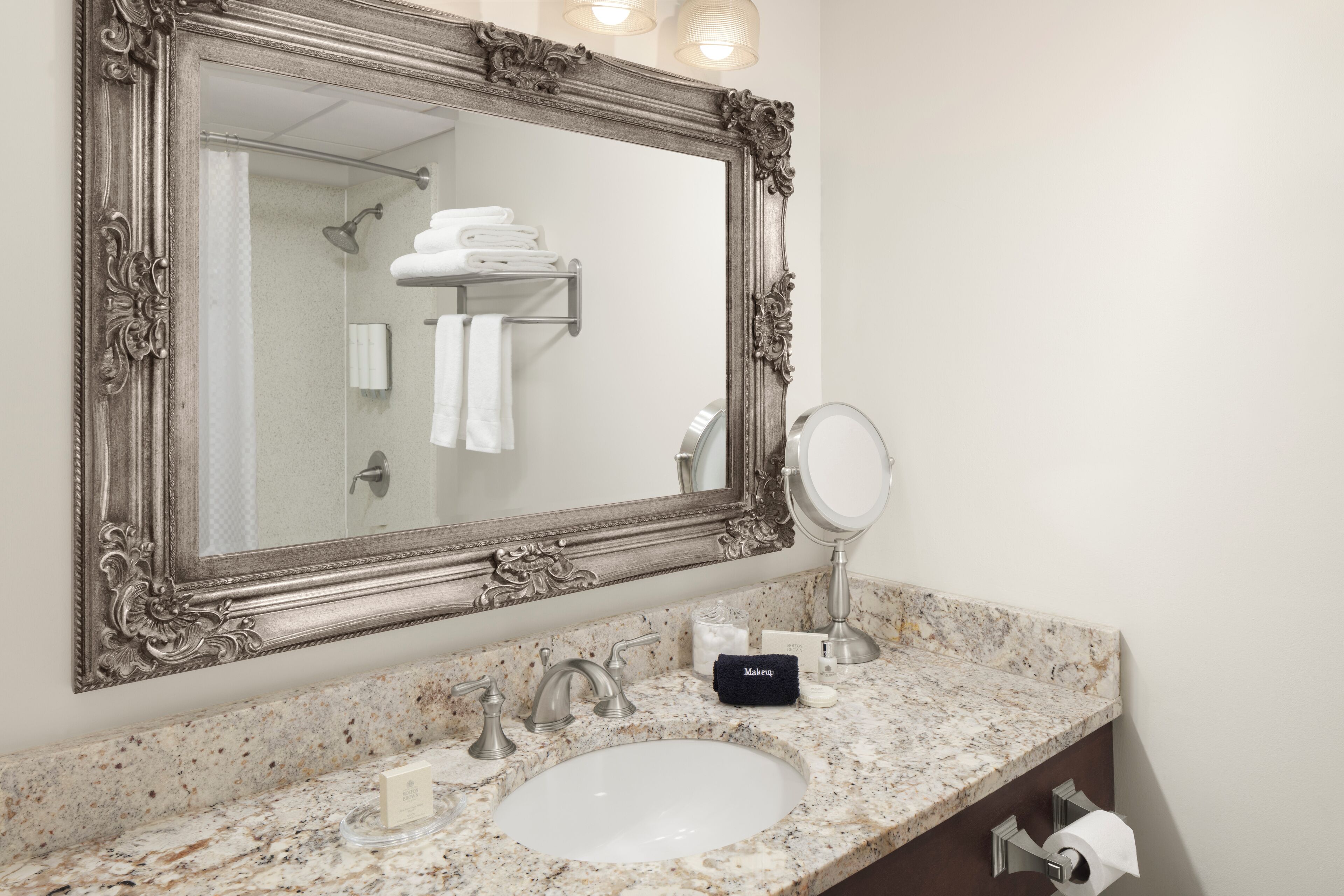 deluxe double room | bathroom | designer toiletries, hair dryer, bathrobes, towels