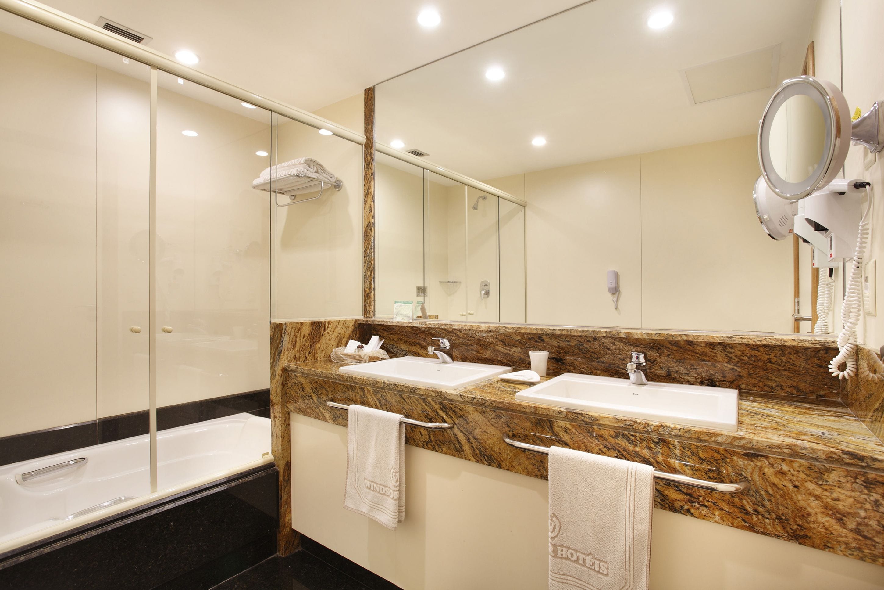 shower, free toiletries, hair dryer, bidet