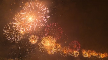 A night sky with multiple fireworks.
