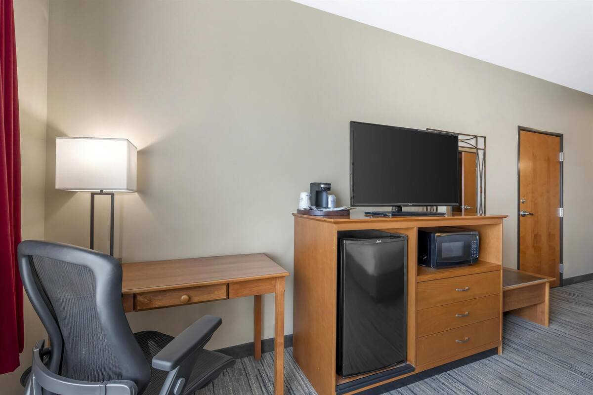 standard room, 1 king bed, accessible, refrigerator & microwave | desk, laptop workspace, iron/ironing board, wifi