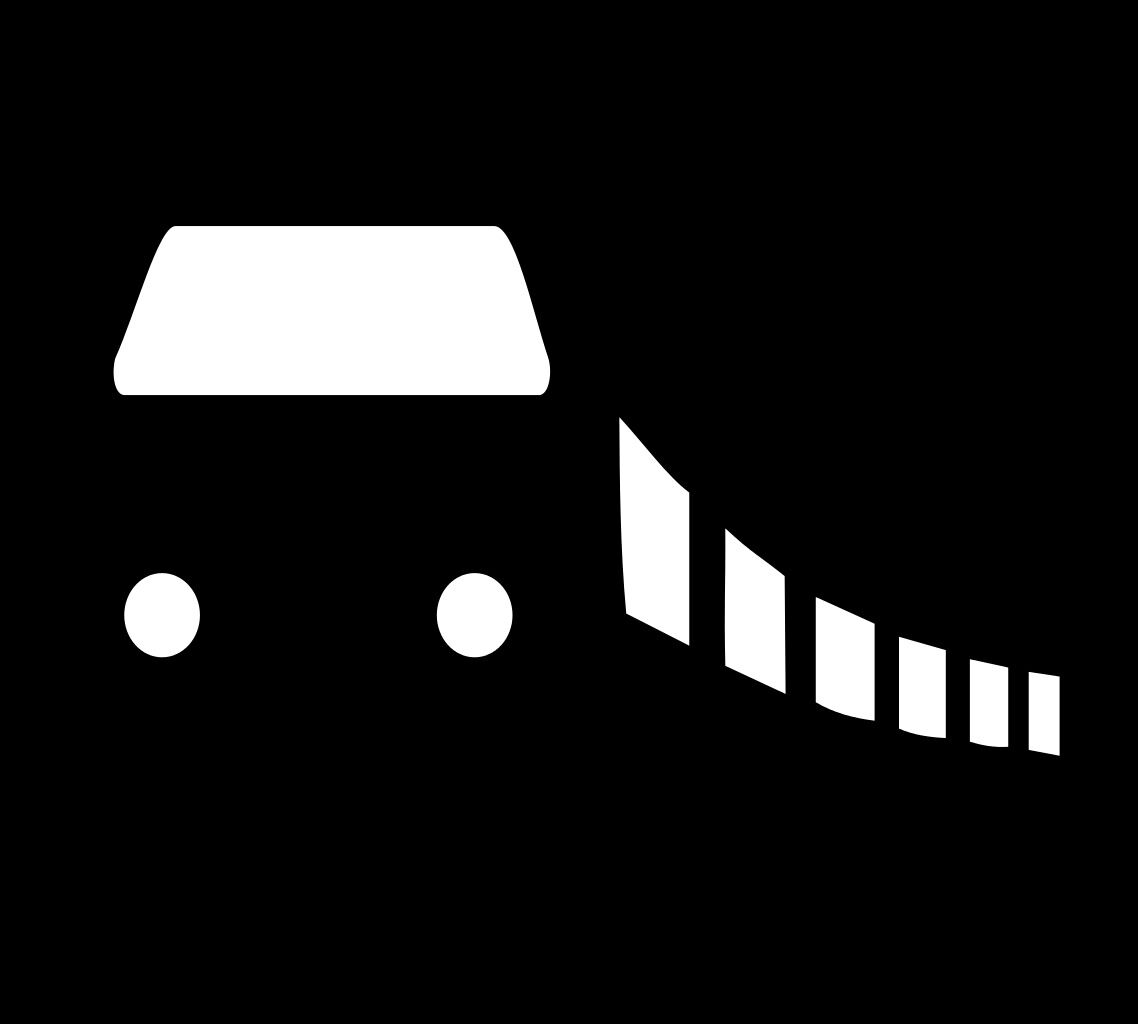 A stylized icon of a bus with a series of descending steps.