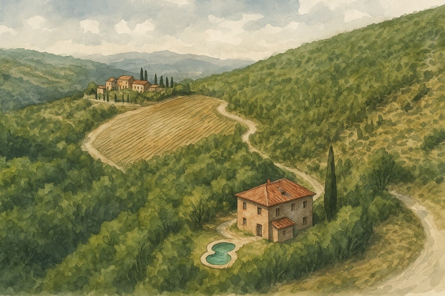 Villa Le Nocine Classic \- New Building | Living area | 40-inch flat-screen TV with satellite channels, TV, Netflix